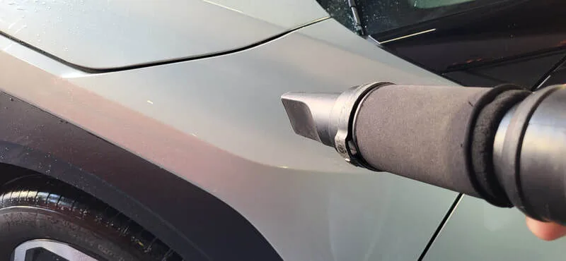 KIA EV3  being air dried prior to machine polishing