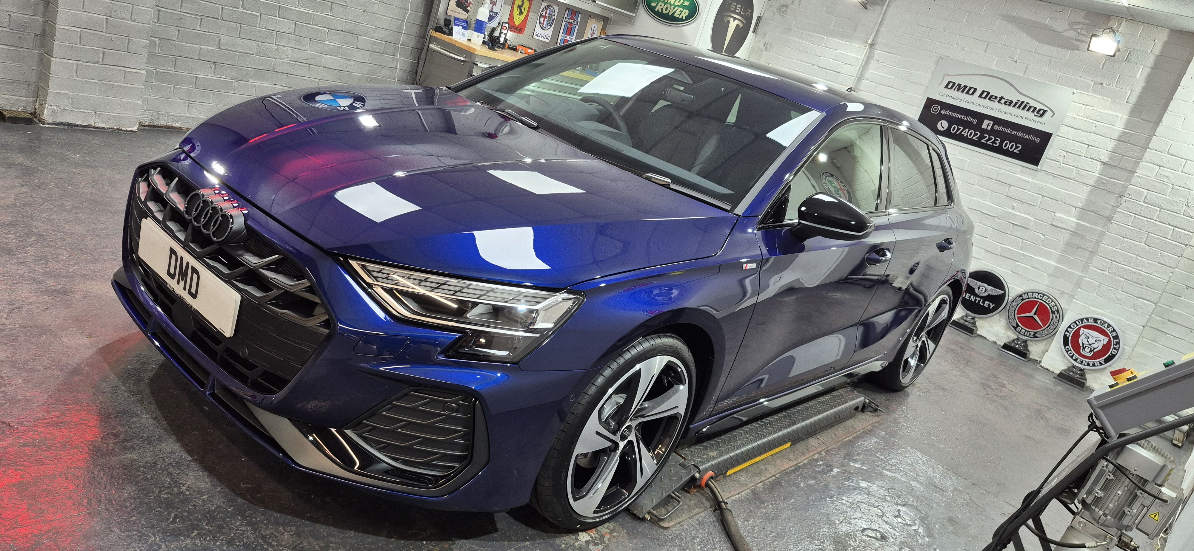 Navarra blue Audi A3 after New Car Ceramic Coating in Paisley at DMD Car Detailing near Glasgow