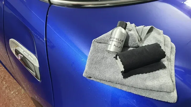 Blue Mini after ceramic coating application in Paisley at DMD Car Detailing near Glasgow