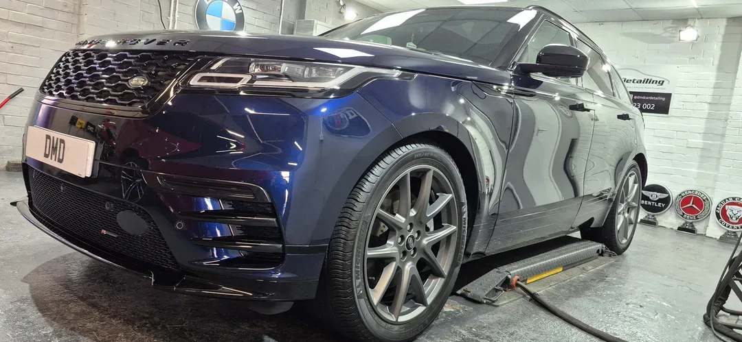 Stunning results and gloss on this Range Rover Velar after undergoing major paint correction by DMD Car Detailing in Paisley near Glasgow