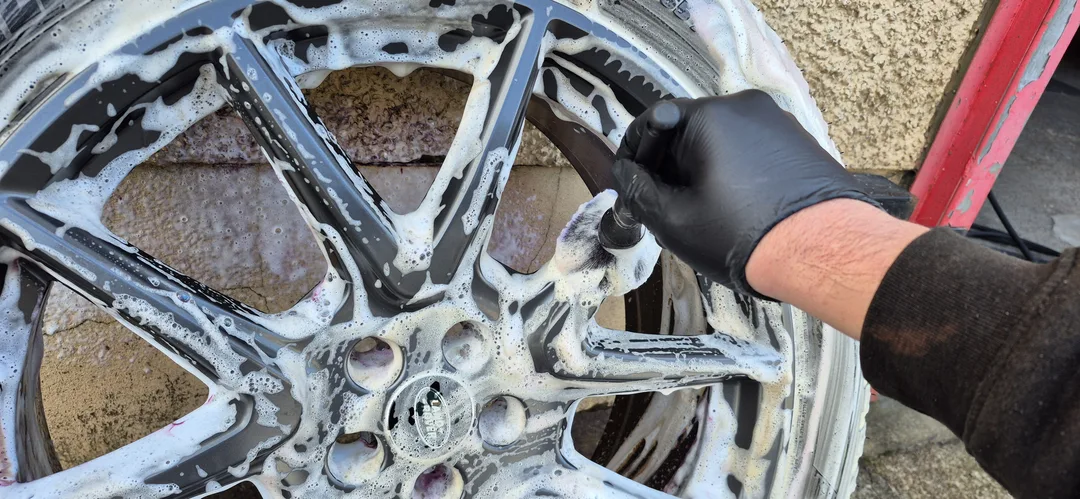 Wheels being cleaned in Paisley at DMD Car Detailing