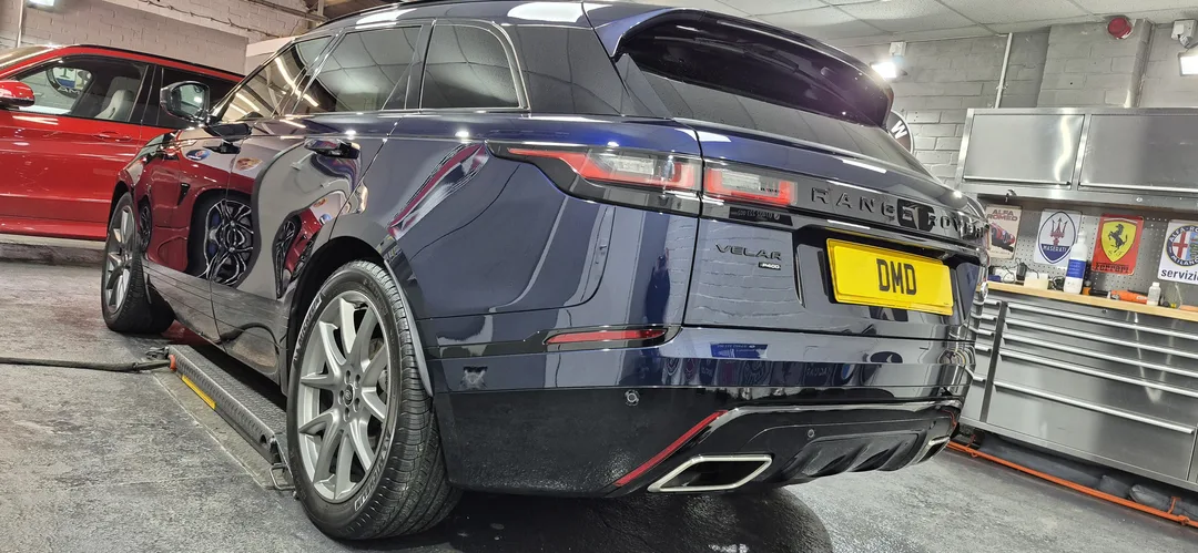 Rear view of Range Rover Velar in my workshop in Paisley near Glasgow
