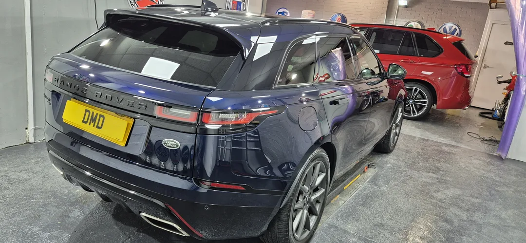 deep glossy finish on this range rover velar after paint correction and ceramic coating