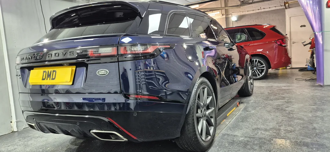 Rear view of Velar after major paint correction and being ceramic coated