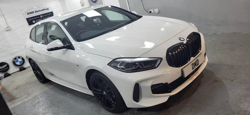 Glossy white paintwork on this BMW 1 series after undergoing my Car Paint Protection service in Paisley