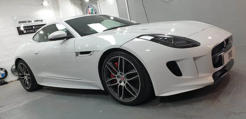 Jaguar F-Type after undergoing machine polishing and ceramic coating at DMD Car Detailing in Paisley near Glasgow.