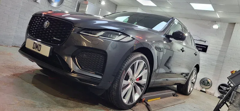 Jaguar F-PACE after undergoing my new car ceramic coating protection in Paisley near Glasgow at DMD Car Detailing.