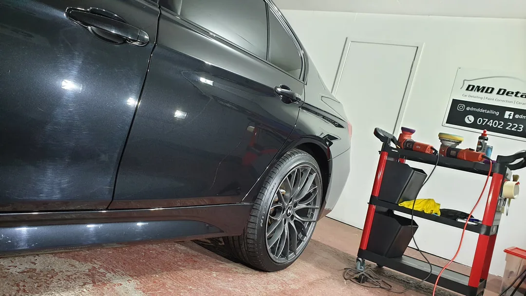 BMW 335d during minor paint correction in Paisley by DMD Car Detailing