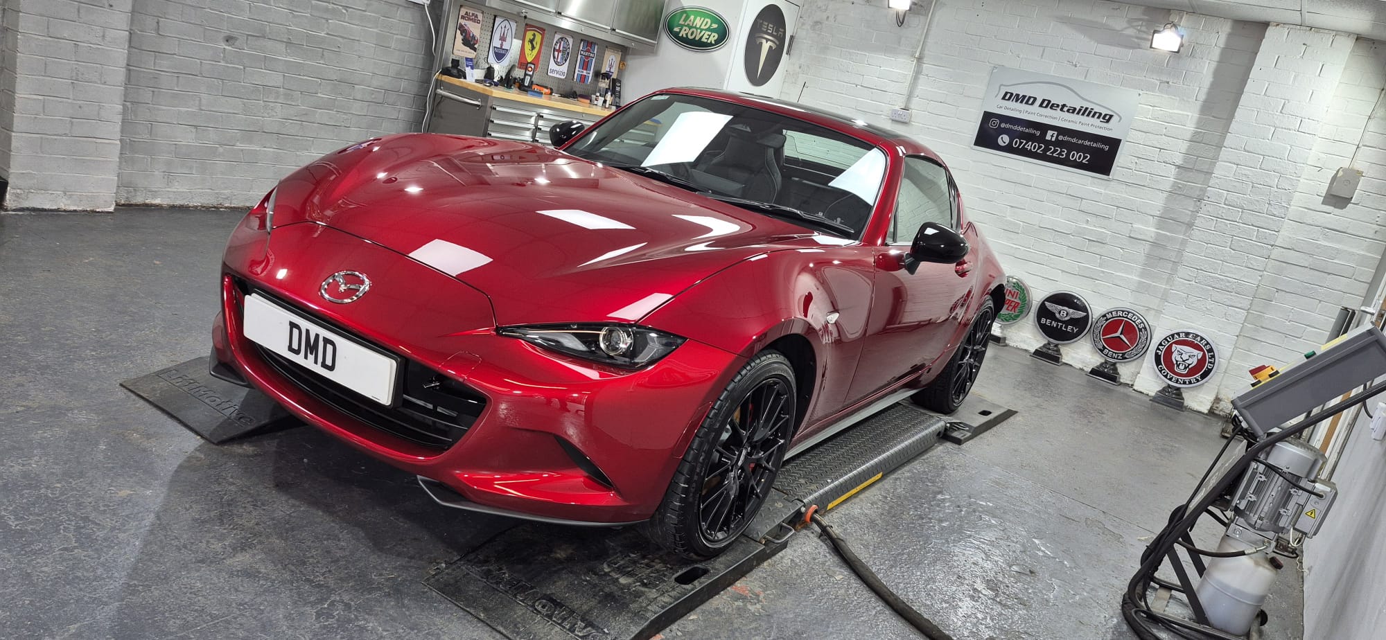 New car ceramic coating complete on this Mazda MX-5 at DMD Car Detailing in Paisley