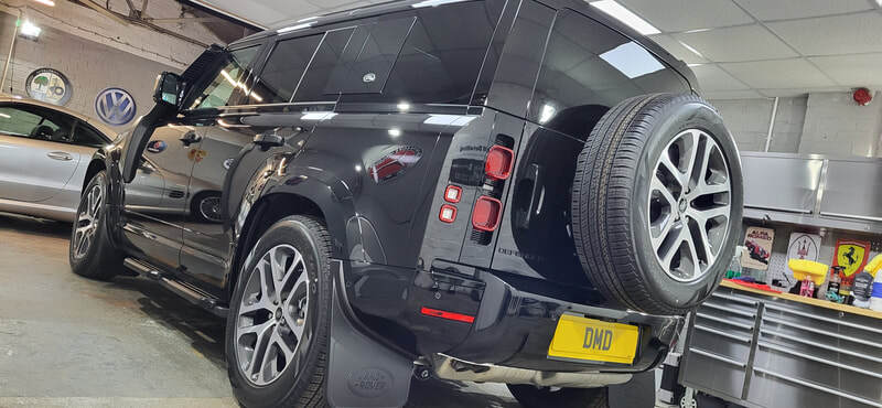 New Car Ceramic Coating Glasgow - Metallic Black Land Rover Defender 110