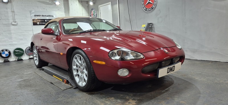 Carnival Red Jaguar XKR 4.0 before paint enhancement detail in Paisley at DMD Car Detailing near Glasgow