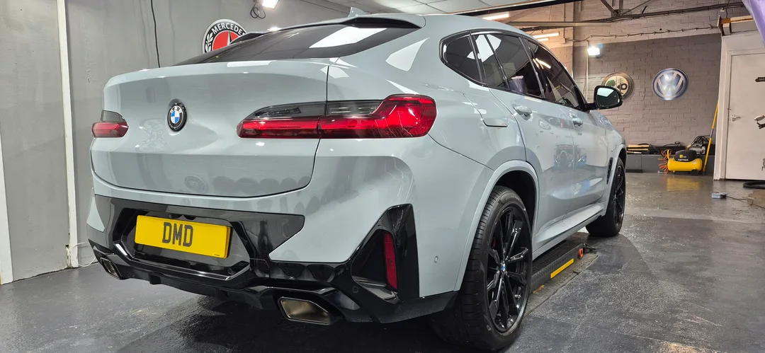 Glossy finish on this BMW X4 after single stage machine polish and ceramic coating