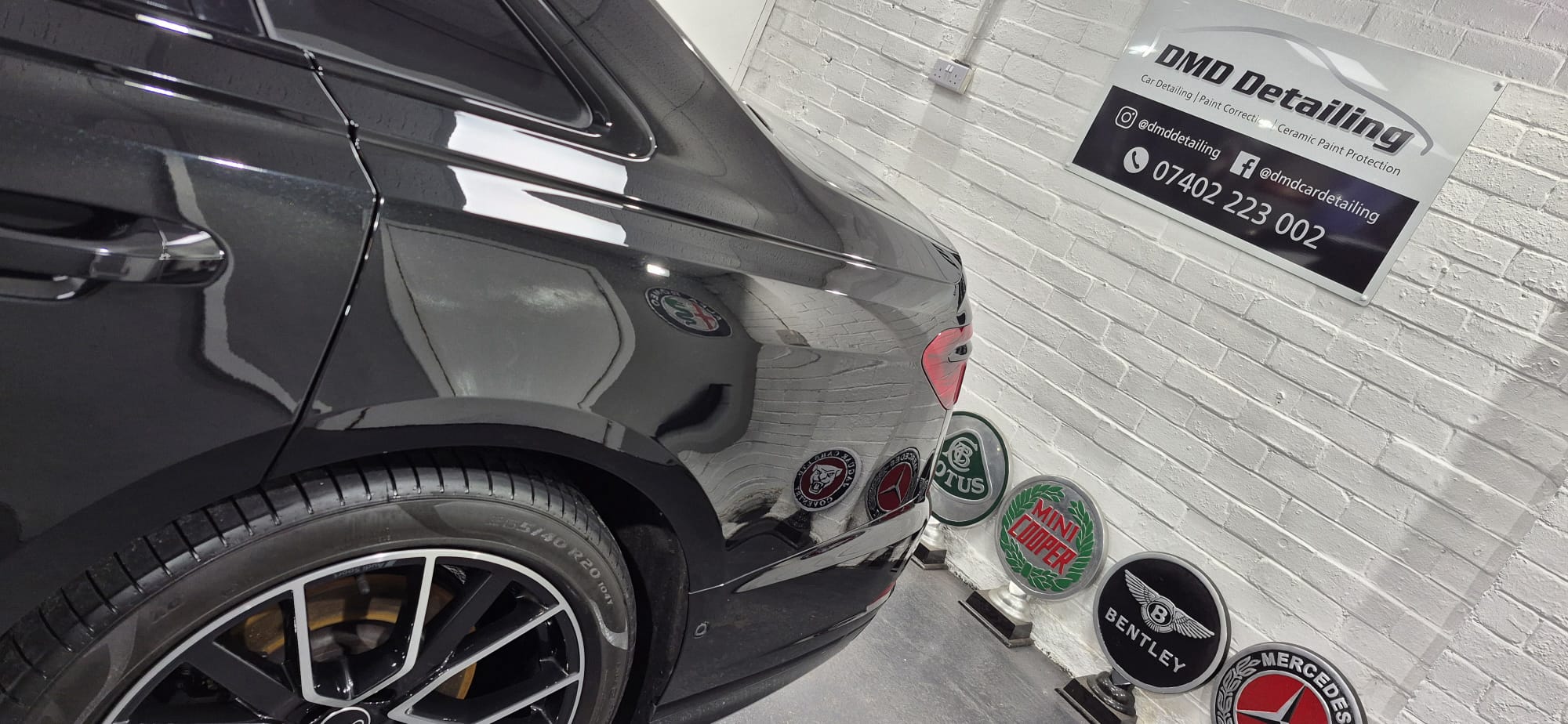 Mythos Black Metallic Audi A8 Quattro after Two Stage Machine Polish in Paisley at DMD Car Detailing
