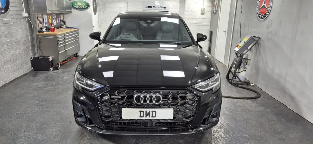 Audi A8 Quattro bonnet showing swirl-free gloss finish after minor paint correction